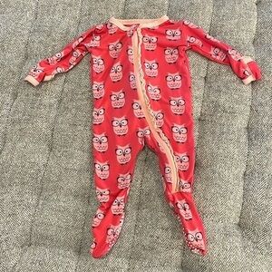 Kickee Pants Pink Owl Print Kids Footie